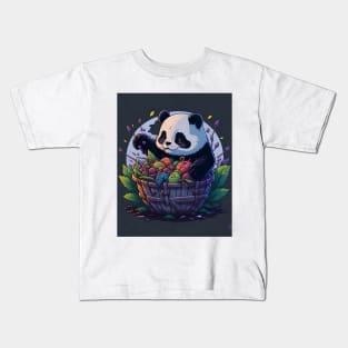 Baby Panda with Fruit Basket Kids T-Shirt